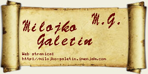 Milojko Galetin vizit kartica